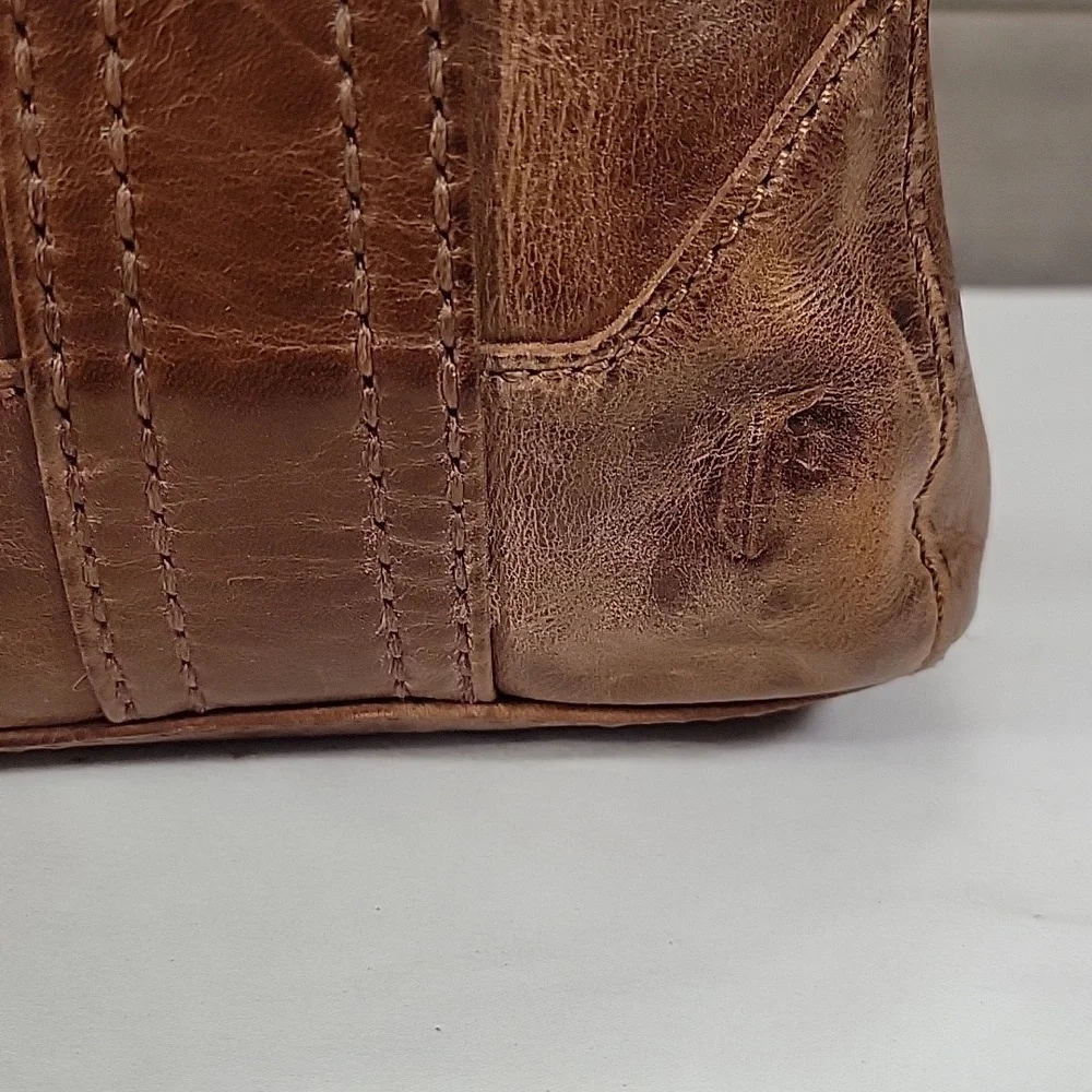 Vintage Frye Melissa Brown Distressed Leather Shoulder Bag Satchel Purse Handbag